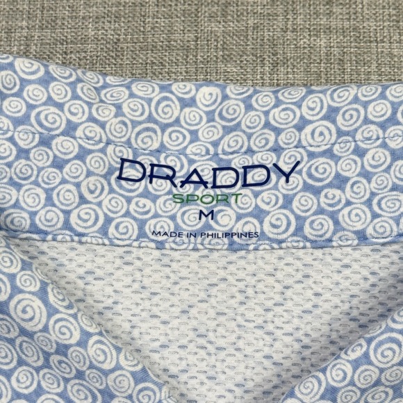 B. Draddy Sport Polo Shirt Mens Medium Blue Geometric Nylon Spandex Collared - Picture 2 of 13